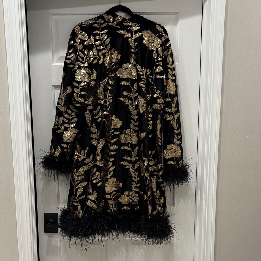 Ivy City - Zarah Black and Gold Floral Embroidered sequin dress 1x